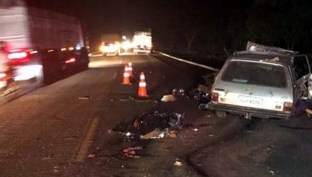 No veículo tinha cinco adultos e três crianças, sendo um bebê. Todos morreram. Eles eram moradores em Nova Alvorada do Sul e retornavam de um passeio. Foto: Alvorada Informa