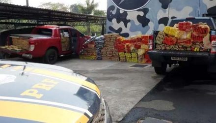 No momento da apreensão, os policiais desconfiaram de outra Ford Ranger, que passava pela rodovia. Foto: Divulgação.