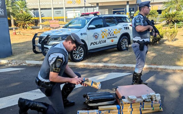 Polícia Militar Rodoviária prende mulher por tráfico de drogas e apreende tijolos de maconha em Araçatuba — Foto: Polícia Militar/Divulgação