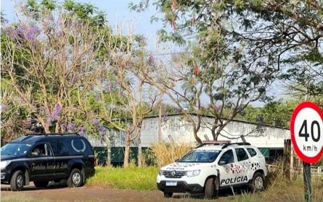 Viaturas da Polícia Militar e da funerária no local. Foto: Reprodução / Lucas Ribeiro / Monte Aprazível Notícias